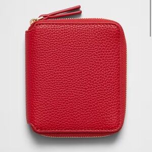 Banana Republic Women’s Red Vegan Leather Wallet with Zipper NWT